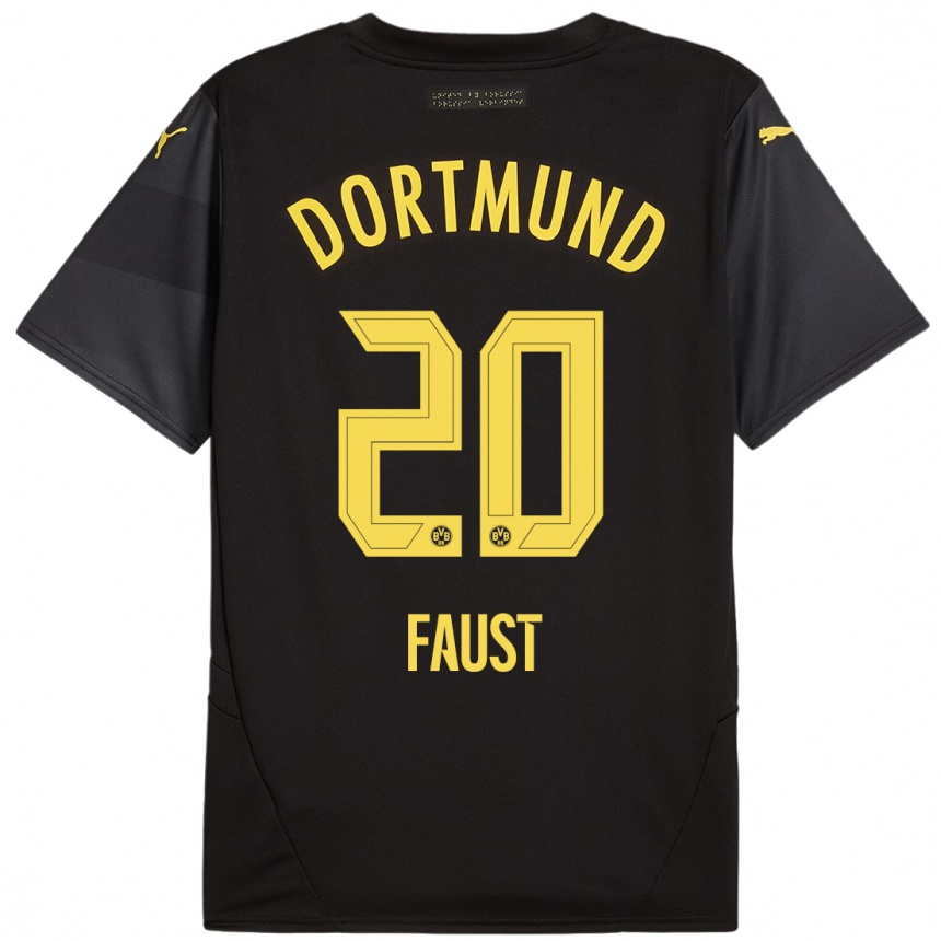 גברים כדורגל Tom Faust #20 שחור צהוב הרחק ג'רזי 2024/25