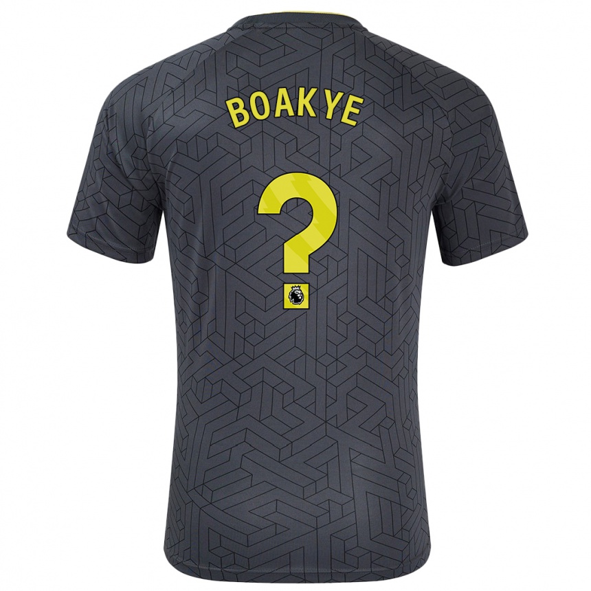גברים כדורגל Kingsford Boakye #0 שחור צהוב הרחק ג'רזי 2024/25