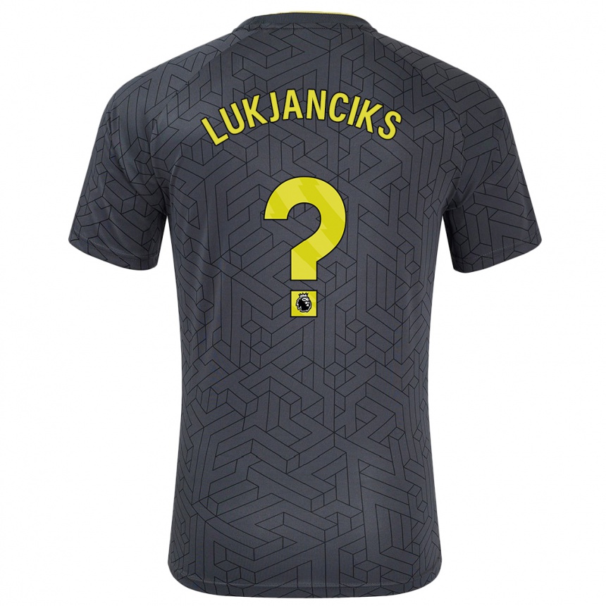 גברים כדורגל Douglass Lukjanciks #0 שחור צהוב הרחק ג'רזי 2024/25