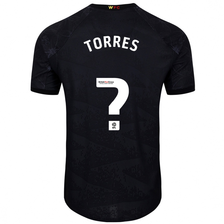 גברים כדורגל Laken Torres #0 שחור לבן הרחק ג'רזי 2024/25
