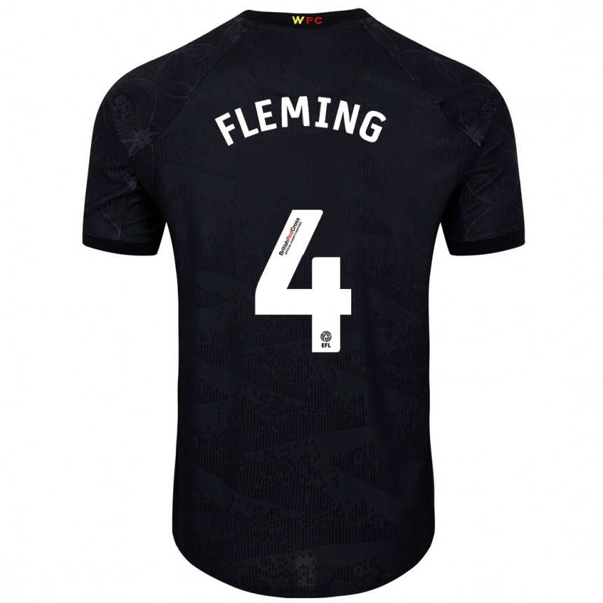 גברים כדורגל Charlotte Fleming #4 שחור לבן הרחק ג'רזי 2024/25