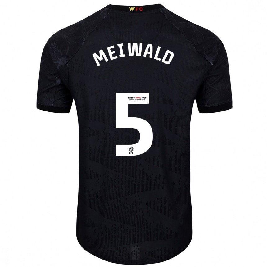 גברים כדורגל Anne Meiwald #5 שחור לבן הרחק ג'רזי 2024/25