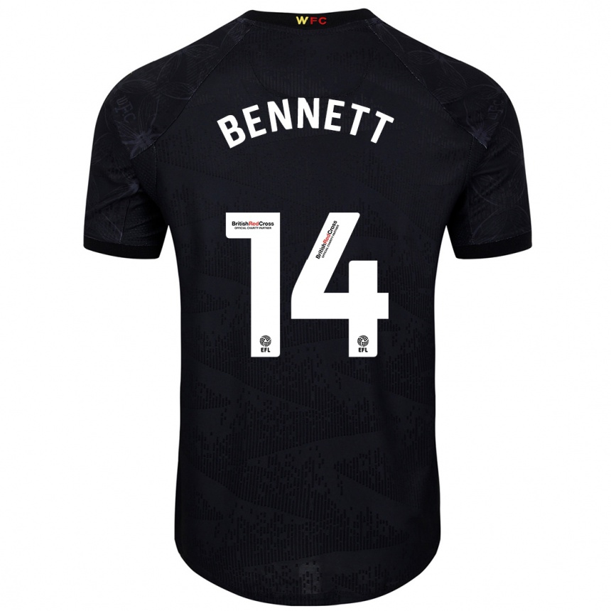 גברים כדורגל Harley Bennett #14 שחור לבן הרחק ג'רזי 2024/25