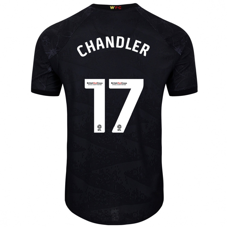 גברים כדורגל Megan Chandler #17 שחור לבן הרחק ג'רזי 2024/25