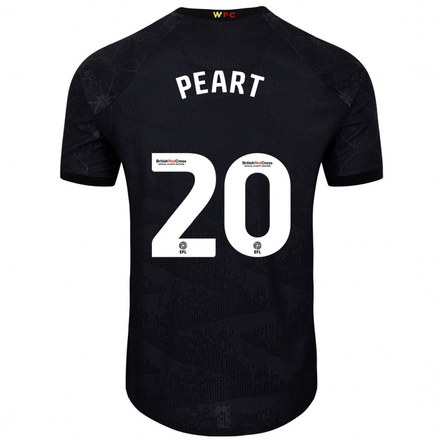גברים כדורגל Kalani Peart #20 שחור לבן הרחק ג'רזי 2024/25