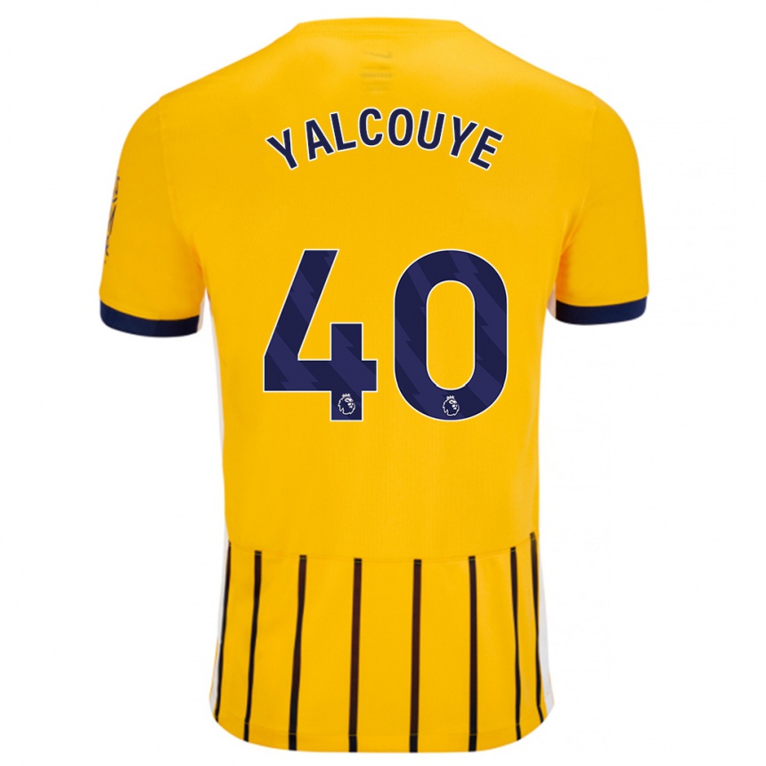 גברים כדורגל Malick Junior Yalcouyé #40 פסי סיכה כחולים זהב הרחק ג'רזי 2024/25