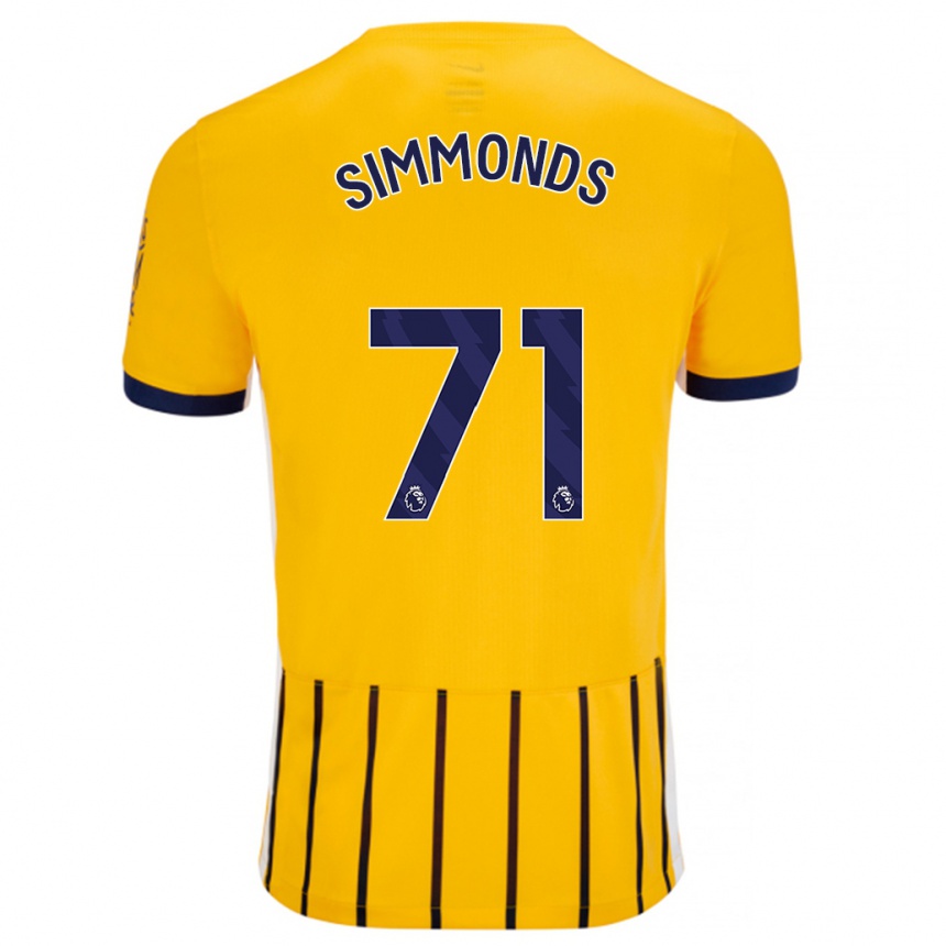 גברים כדורגל Freddie Simmonds #71 פסי סיכה כחולים זהב הרחק ג'רזי 2024/25