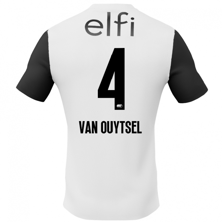 גברים כדורגל Kevin Van Ouytsel #4 לבן שחור הרחק ג'רזי 2024/25