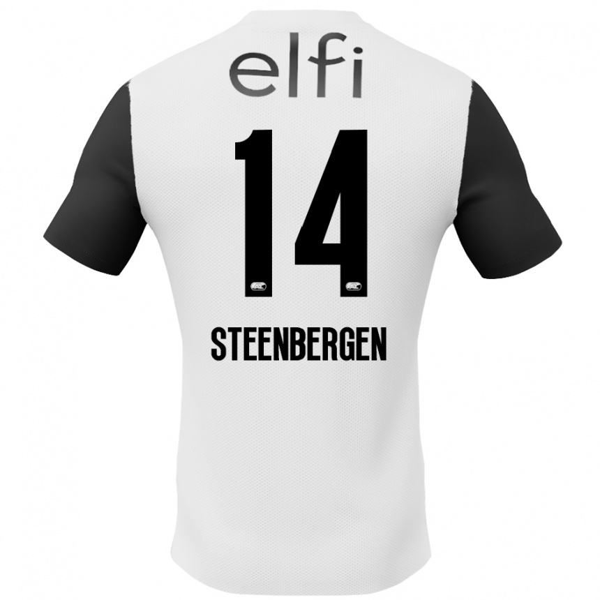 גברים כדורגל Thom Steenbergen #14 לבן שחור הרחק ג'רזי 2024/25