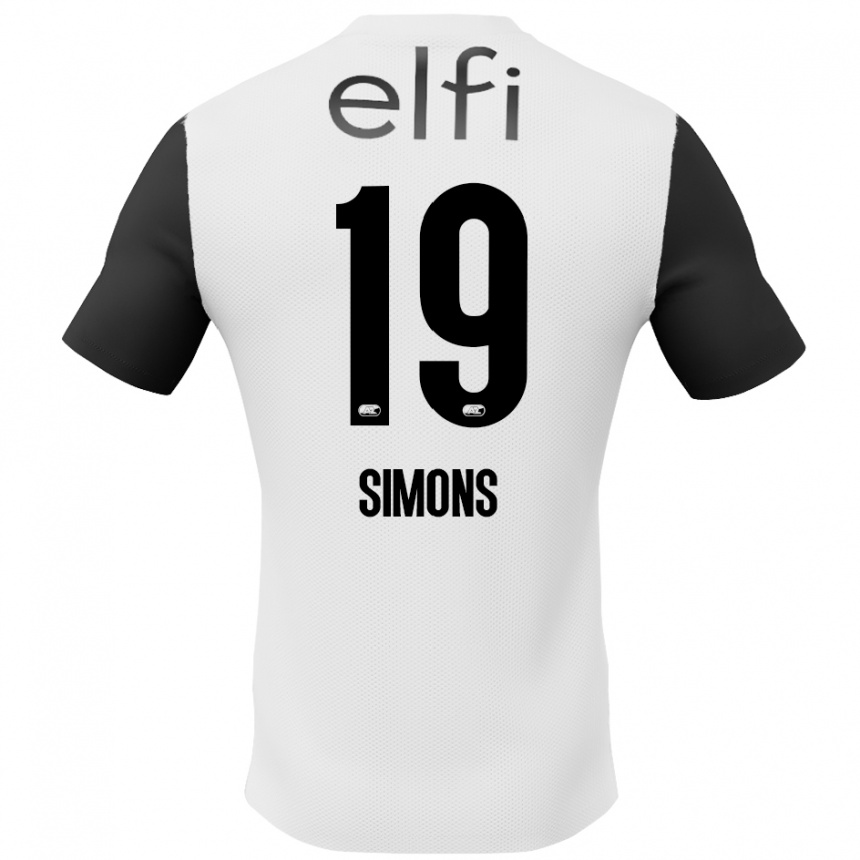 גברים כדורגל Saviola Simons #19 לבן שחור הרחק ג'רזי 2024/25