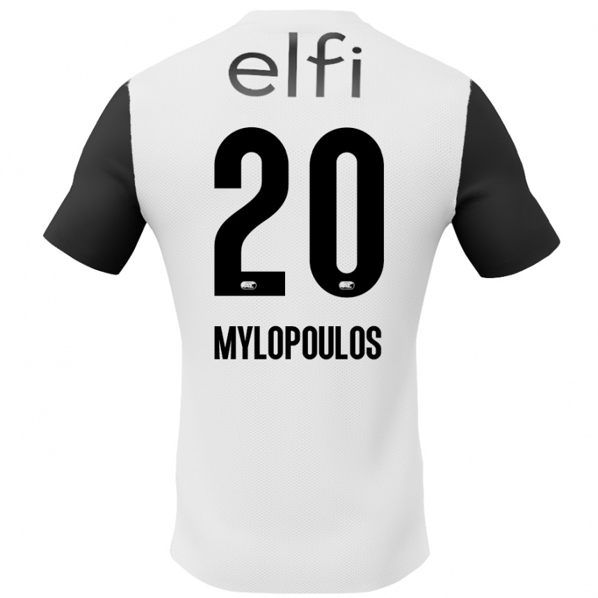 גברים כדורגל Marios Mylopoulos #20 לבן שחור הרחק ג'רזי 2024/25