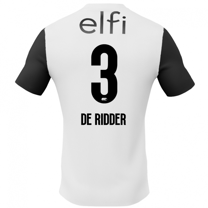 גברים כדורגל Djoeke De Ridder #3 לבן שחור הרחק ג'רזי 2024/25