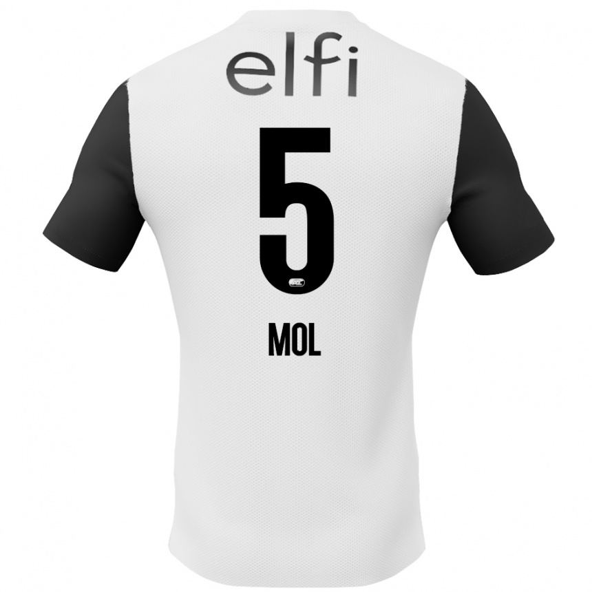 גברים כדורגל Camie Mol #5 לבן שחור הרחק ג'רזי 2024/25
