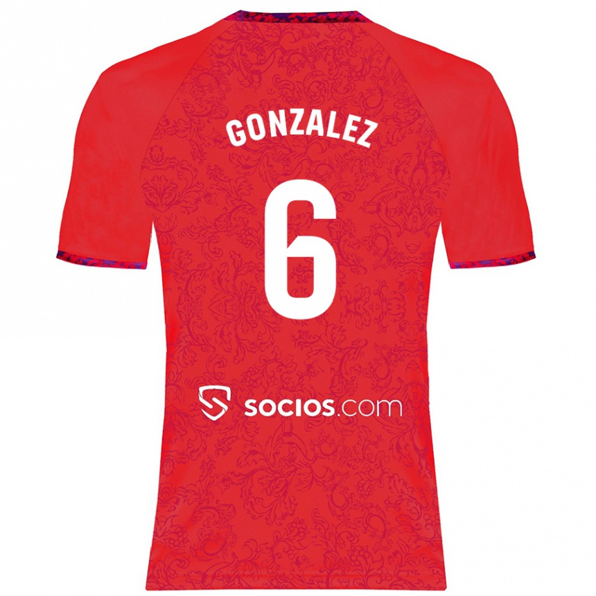 גברים כדורגל Pamela González #6 אָדוֹם הרחק ג'רזי 2024/25