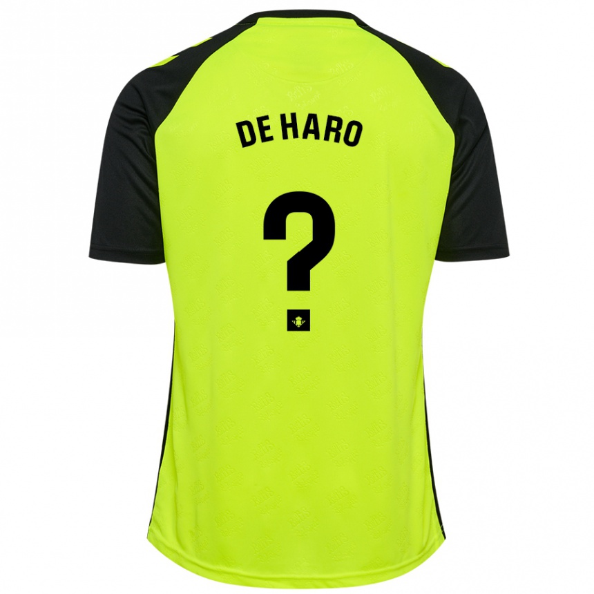 גברים כדורגל Alberto De Haro #0 שחור ניאון צהוב הרחק ג'רזי 2024/25