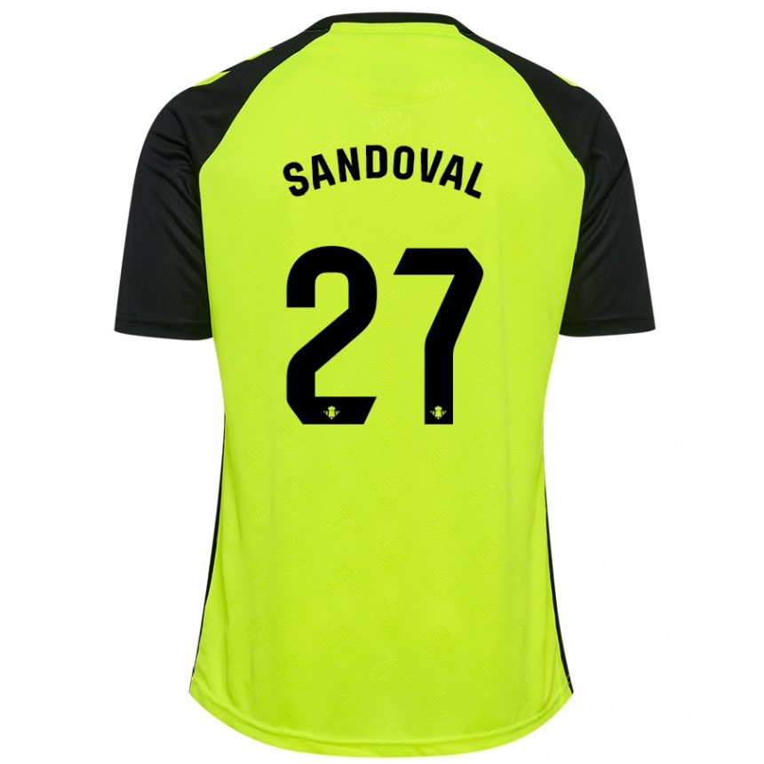 גברים כדורגל Keimer Sandoval #27 שחור ניאון צהוב הרחק ג'רזי 2024/25