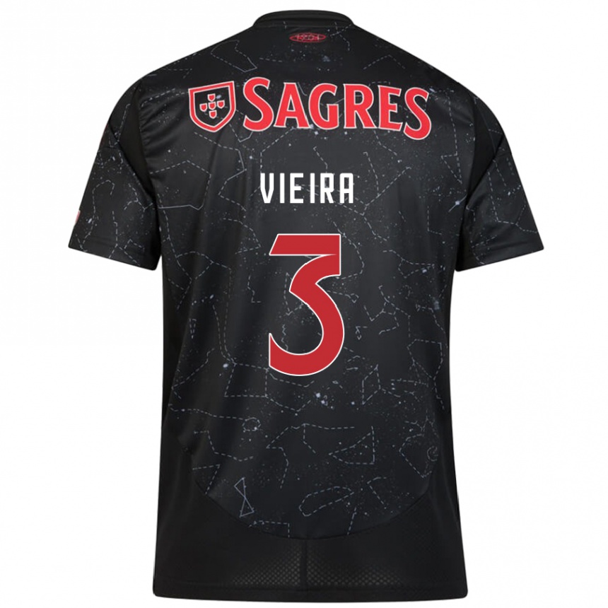 גברים כדורגל Miguel Vieira #3 שחור אדום הרחק ג'רזי 2024/25