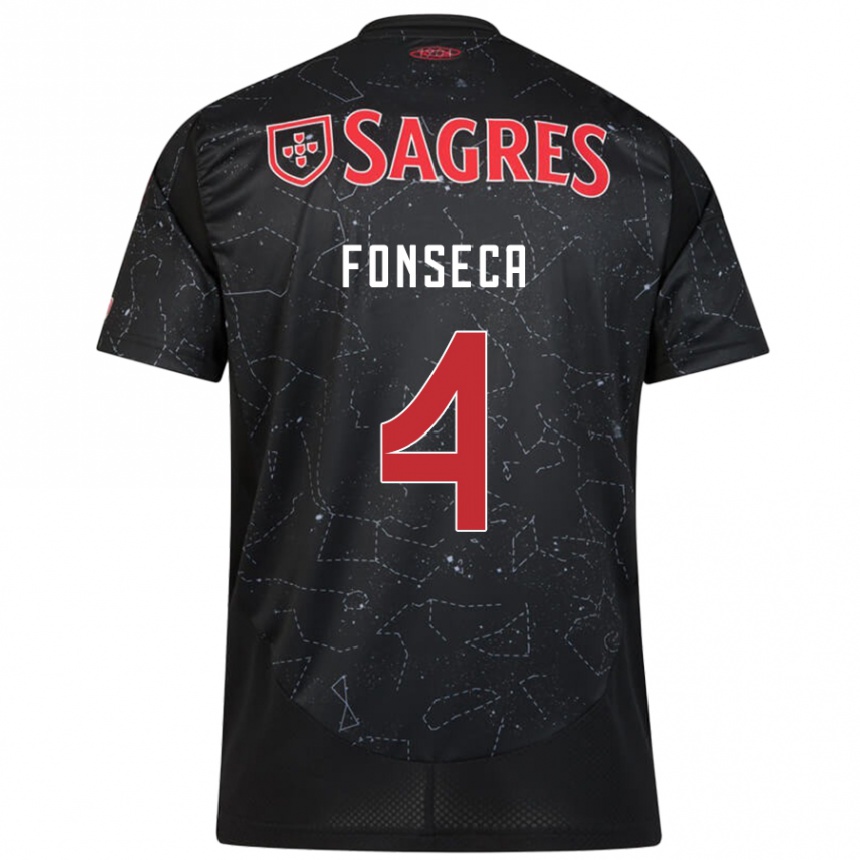 גברים כדורגל João Fonseca #4 שחור אדום הרחק ג'רזי 2024/25