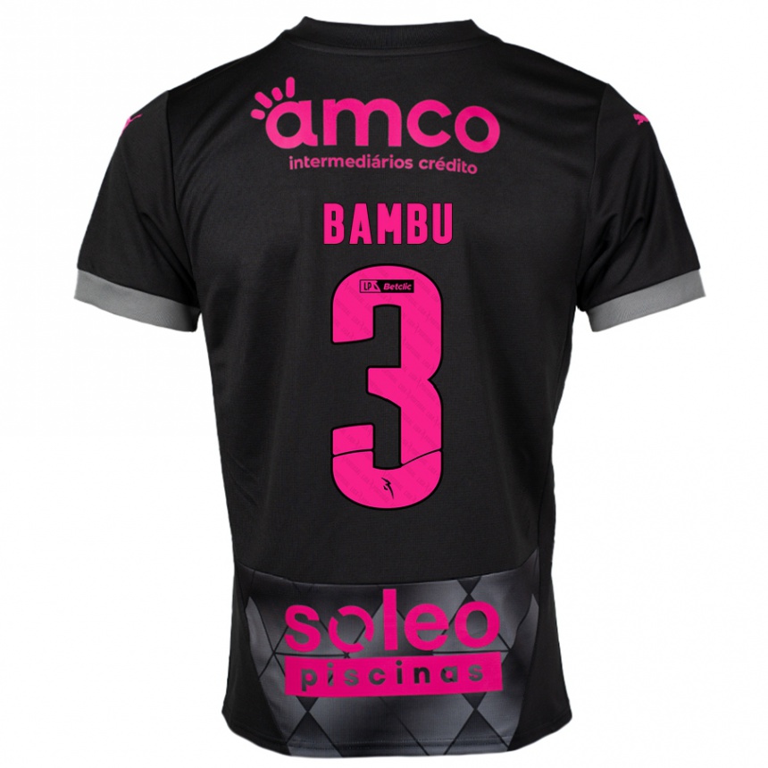 גברים כדורגל Robson Bambu #3 שחור ורוד הרחק ג'רזי 2024/25