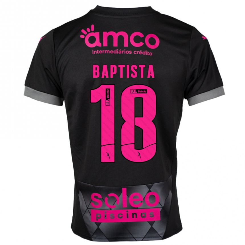 גברים כדורגל Tiago Baptista #18 שחור ורוד הרחק ג'רזי 2024/25