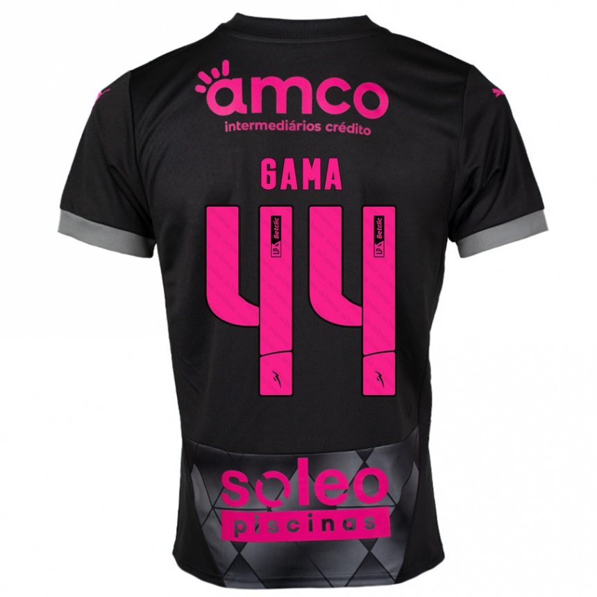 גברים כדורגל Dinis Gama #44 שחור ורוד הרחק ג'רזי 2024/25