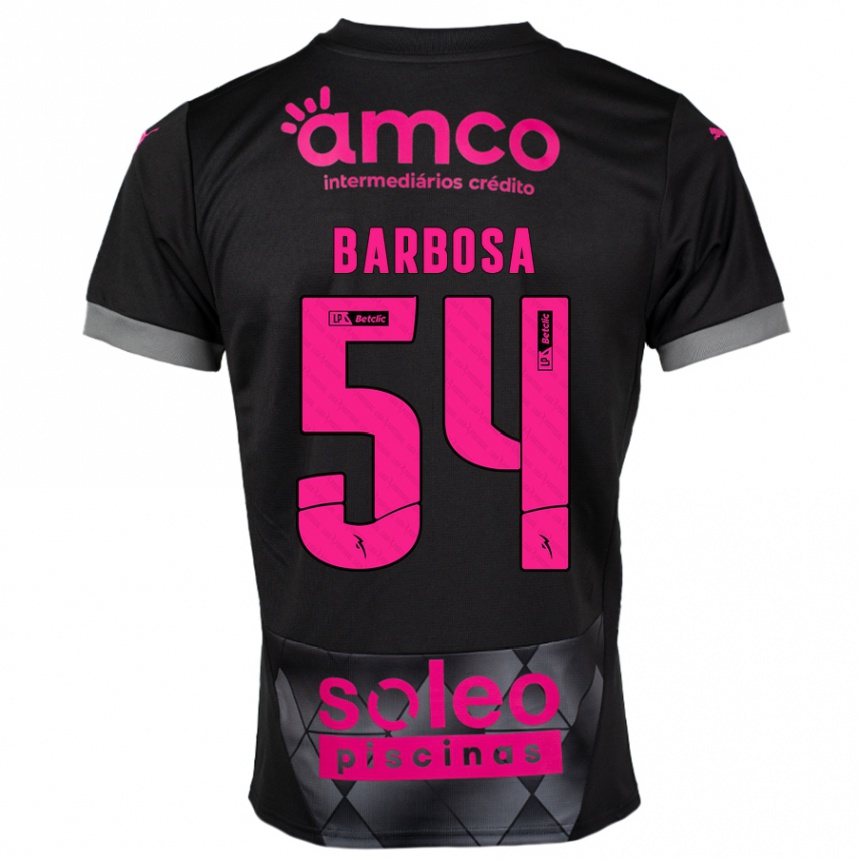 גברים כדורגל Guilherme Barbosa #54 שחור ורוד הרחק ג'רזי 2024/25