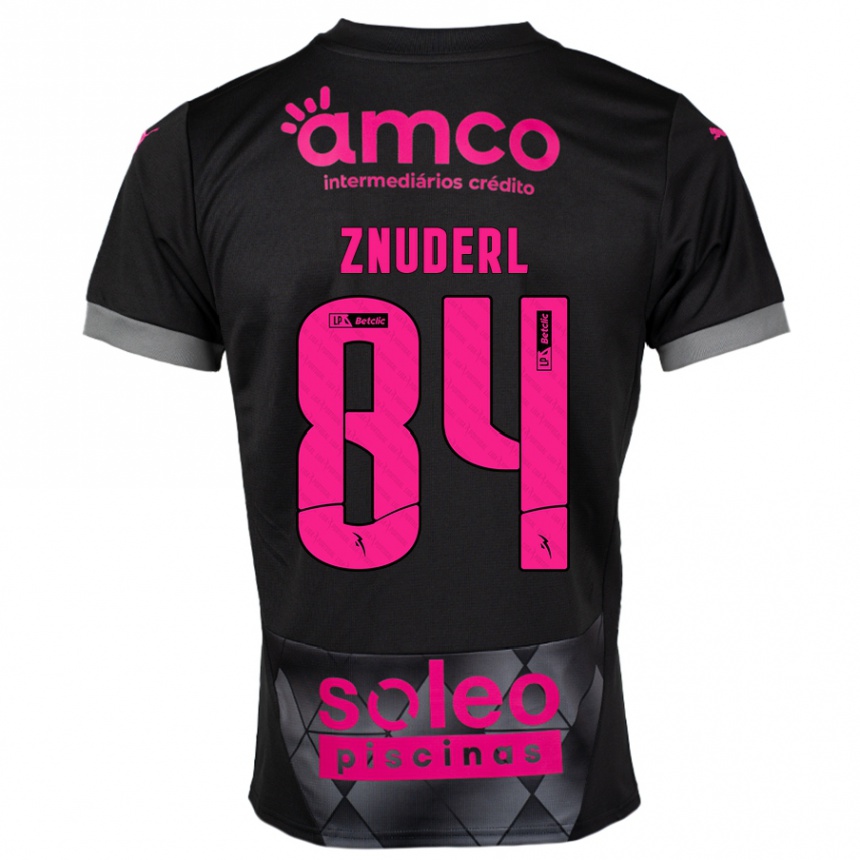 גברים כדורגל Tai Znuderl #84 שחור ורוד הרחק ג'רזי 2024/25