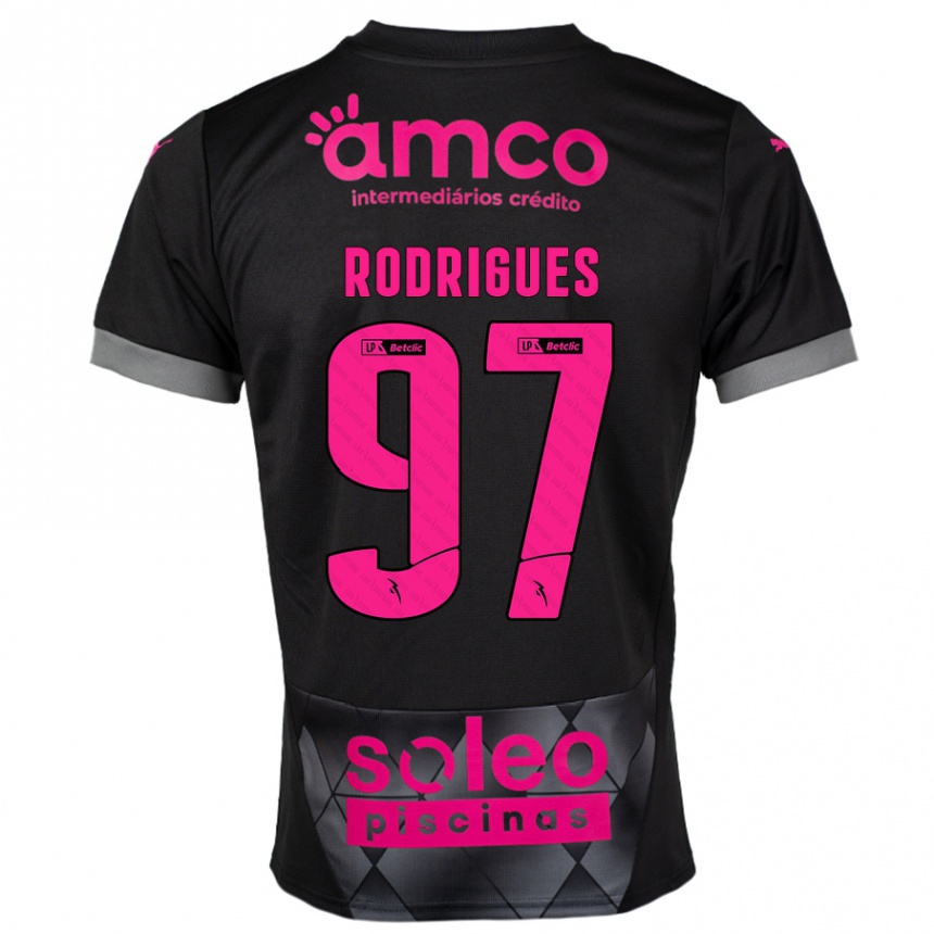 גברים כדורגל Dinis Rodrigues #97 שחור ורוד הרחק ג'רזי 2024/25