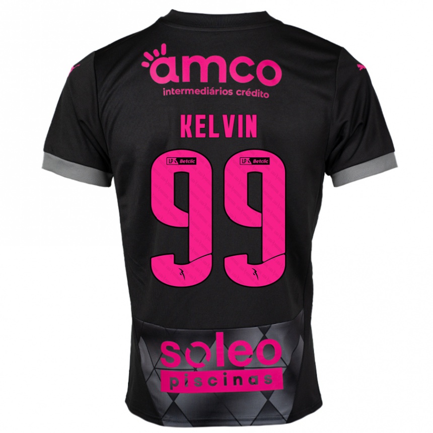 גברים כדורגל Kauan Kelvin #99 שחור ורוד הרחק ג'רזי 2024/25