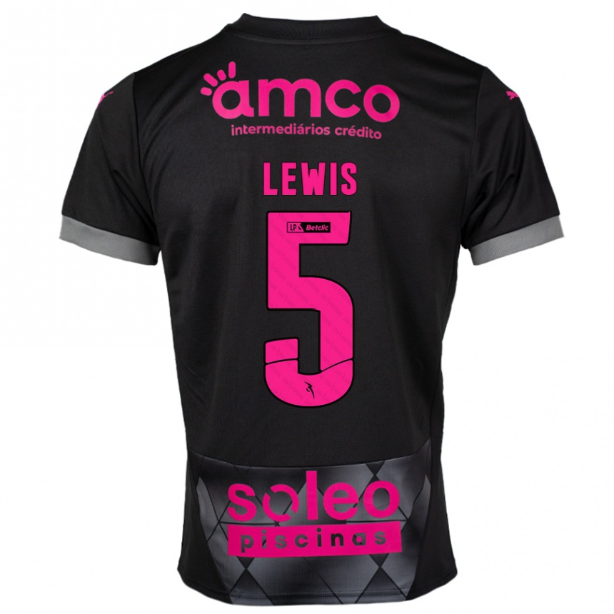 גברים כדורגל Leah Lewis #5 שחור ורוד הרחק ג'רזי 2024/25