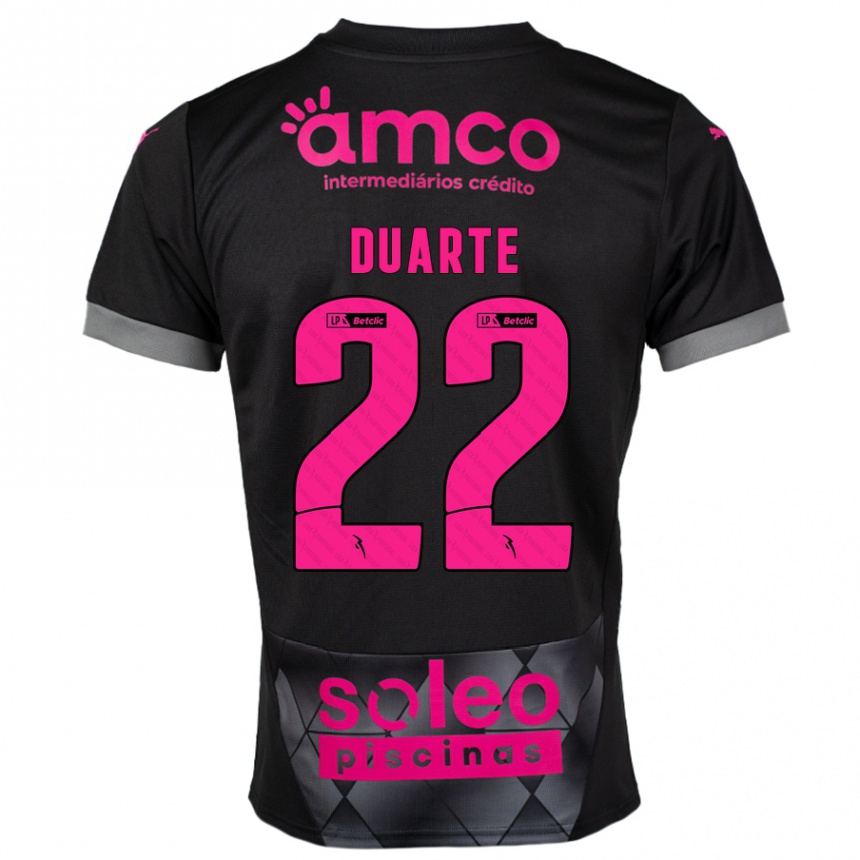 גברים כדורגל Vânia Duarte #22 שחור ורוד הרחק ג'רזי 2024/25