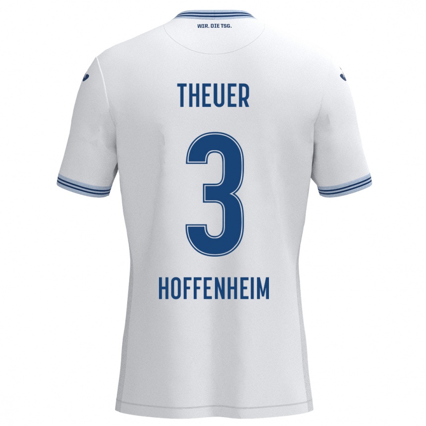 גברים כדורגל Maximilian Theuer #3 כחול לבן הרחק ג'רזי 2024/25