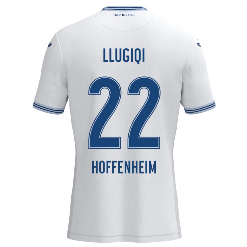גברים כדורגל Arian Llugiqi #22 כחול לבן הרחק ג'רזי 2024/25