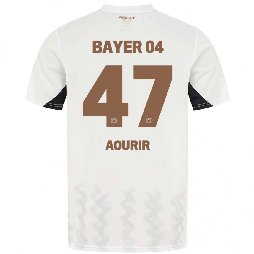 גברים כדורגל Ayman Aourir #47 לבן שחור הרחק ג'רזי 2024/25