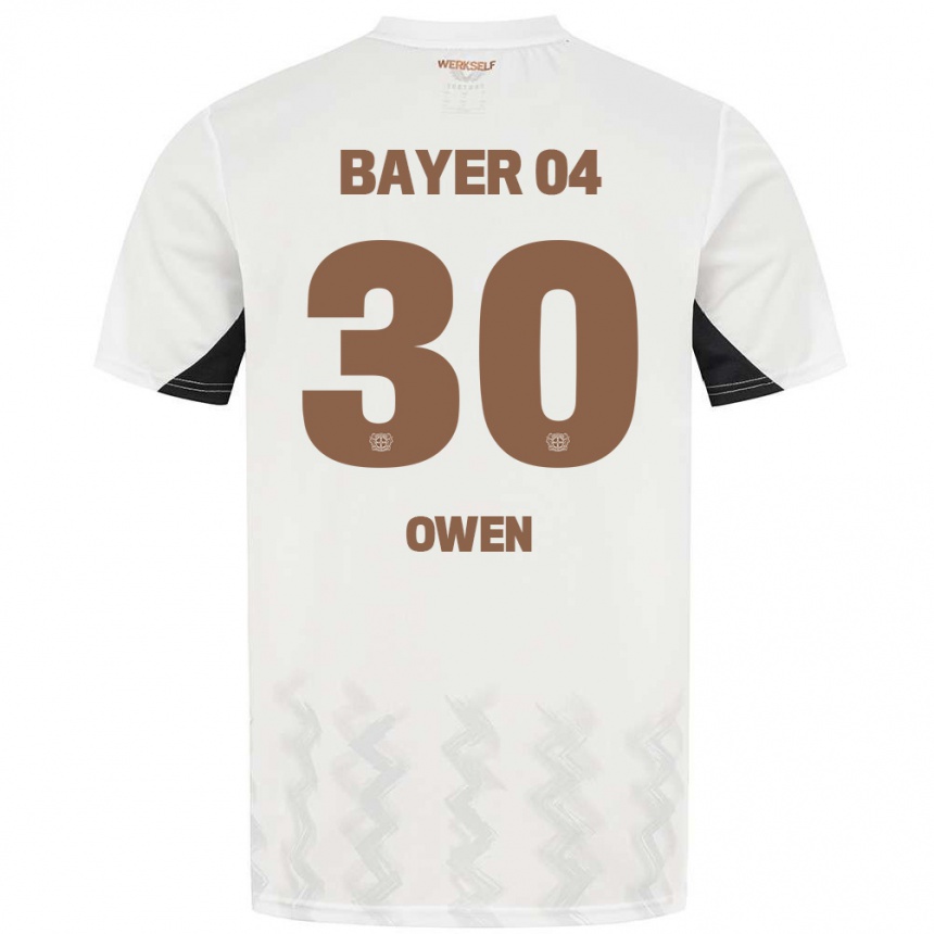 גברים כדורגל Emmanuel Owen #30 לבן שחור הרחק ג'רזי 2024/25