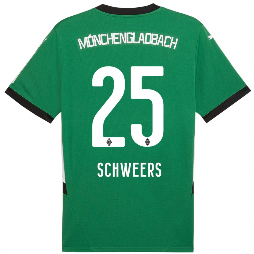 גברים כדורגל Lion Schweers #25 ירוק לבן הרחק ג'רזי 2024/25