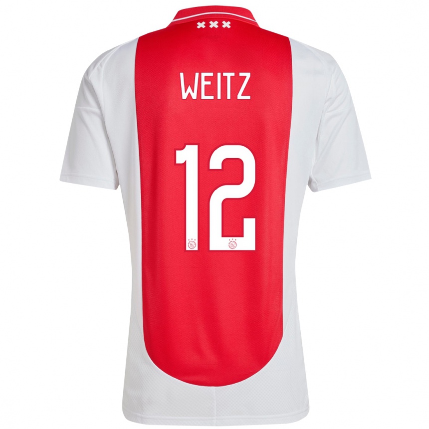 נשים כדורגל Axel Weitz #12 אדום לבן ג'רזי ביתית 2024/25