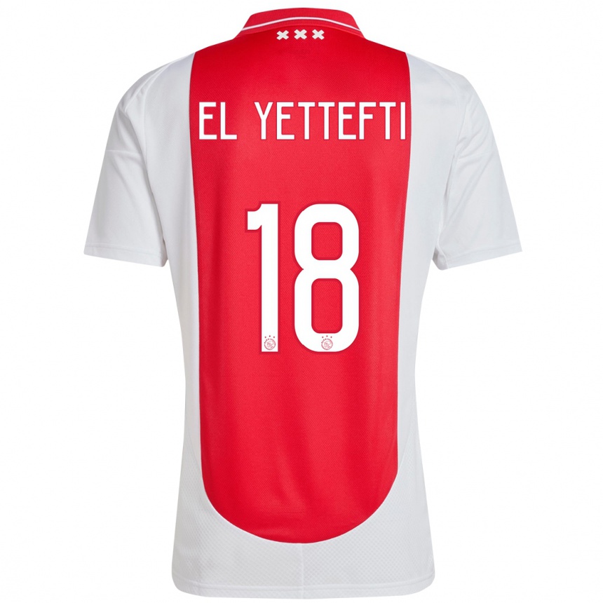 נשים כדורגל Adil Amghar El Yettefti #18 אדום לבן ג'רזי ביתית 2024/25