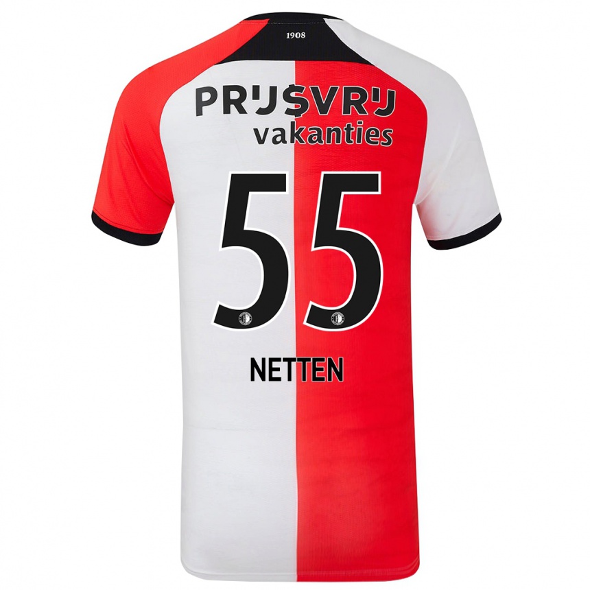 נשים כדורגל Luc Netten #55 אדום לבן ג'רזי ביתית 2024/25