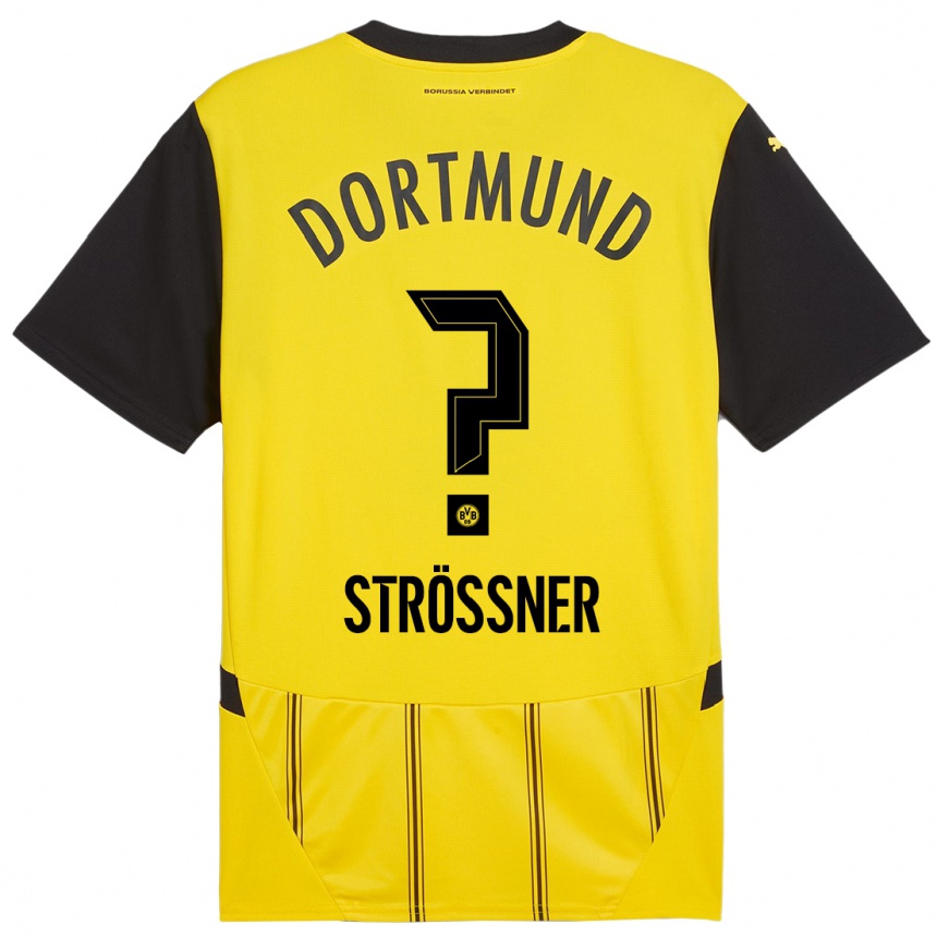 נשים כדורגל Lenni Strößner #0 צהוב שחור ג'רזי ביתית 2024/25
