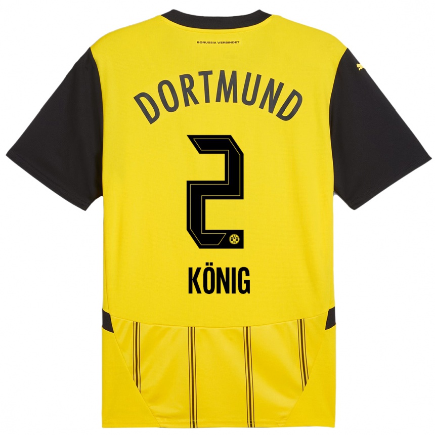 נשים כדורגל Niklas König #2 צהוב שחור ג'רזי ביתית 2024/25