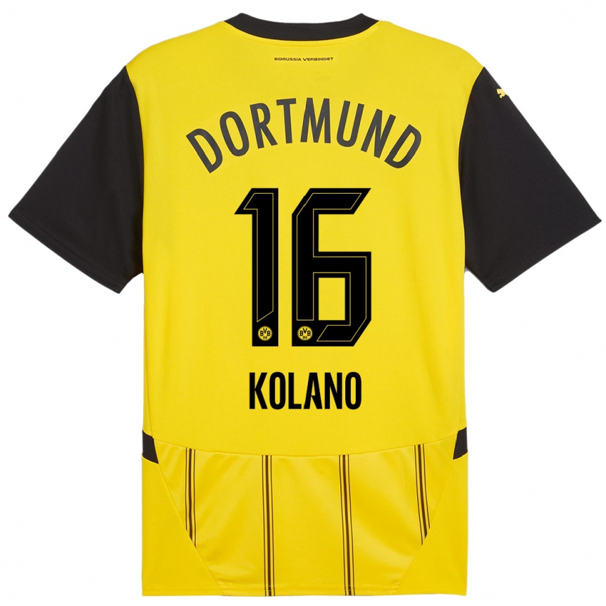 נשים כדורגל Damian Kolano #16 צהוב שחור ג'רזי ביתית 2024/25
