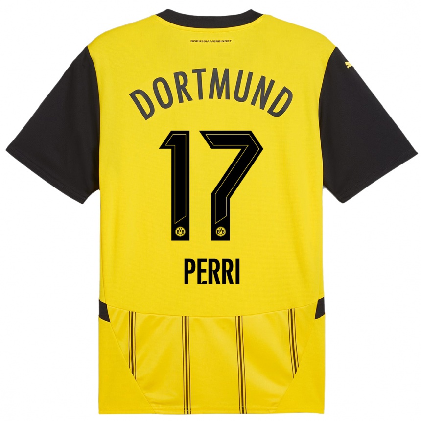 נשים כדורגל Luca Perri #17 צהוב שחור ג'רזי ביתית 2024/25