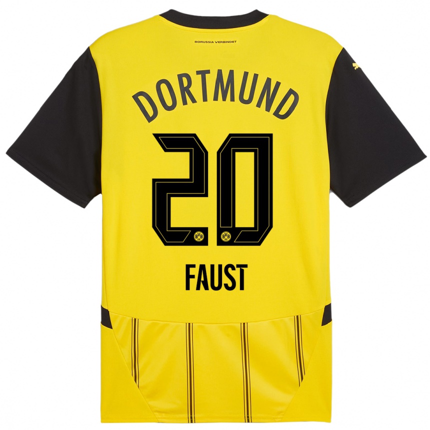 נשים כדורגל Tom Faust #20 צהוב שחור ג'רזי ביתית 2024/25