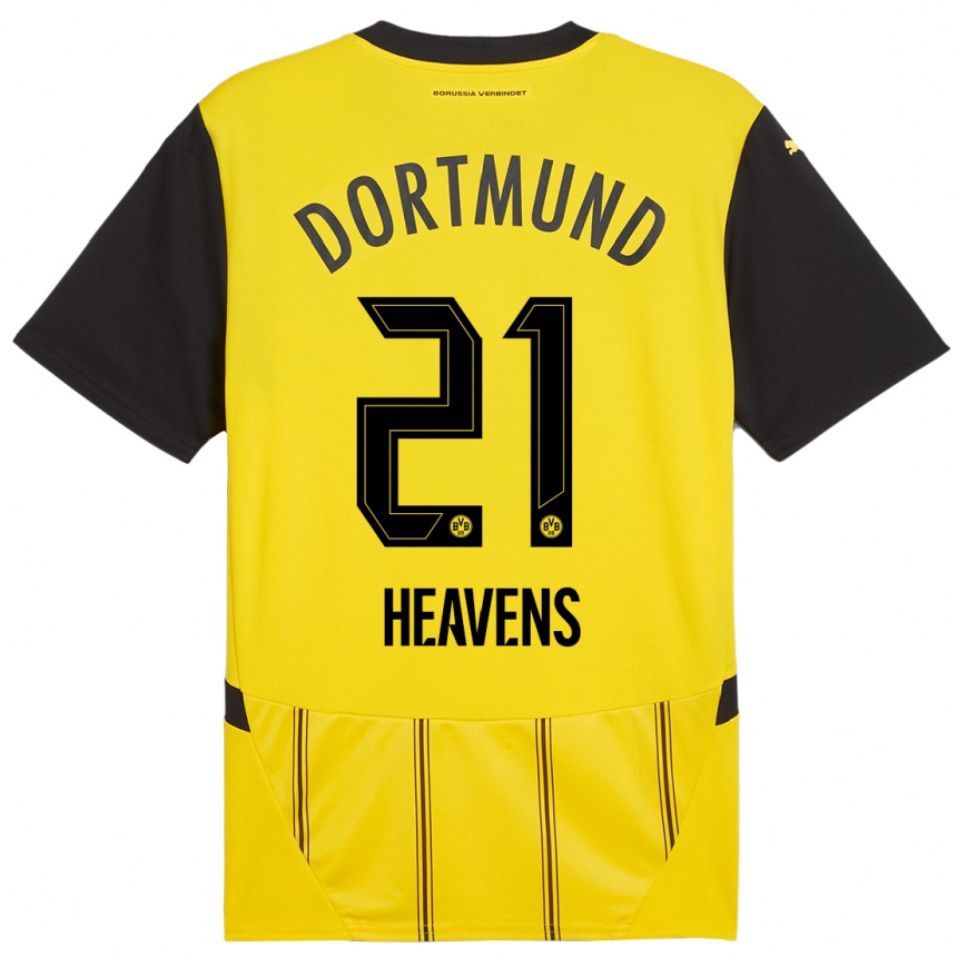 נשים כדורגל Lukas Heavens #21 צהוב שחור ג'רזי ביתית 2024/25
