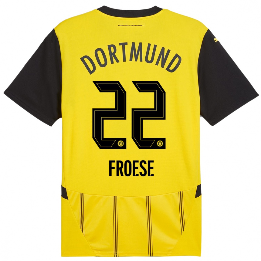 נשים כדורגל Julien Froese #22 צהוב שחור ג'רזי ביתית 2024/25