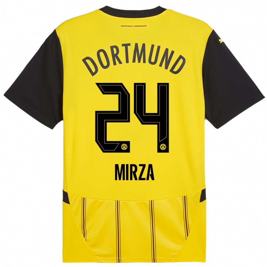 נשים כדורגל Marwan-Omir Mirza #24 צהוב שחור ג'רזי ביתית 2024/25