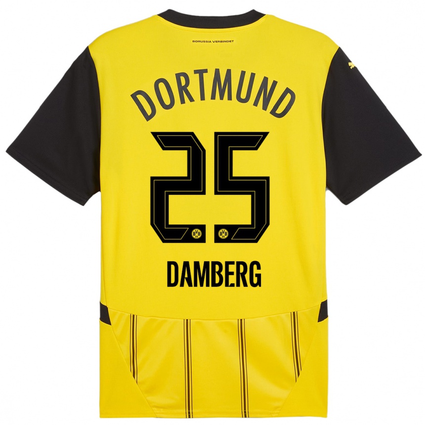 נשים כדורגל Niclas Damberg #25 צהוב שחור ג'רזי ביתית 2024/25
