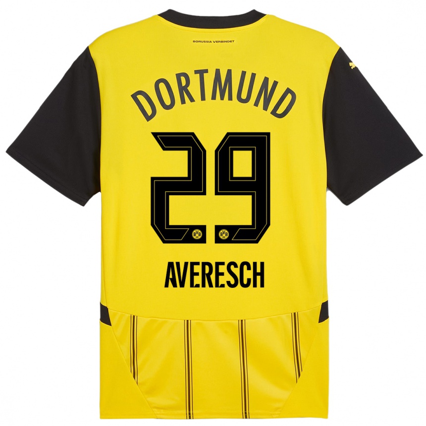 נשים כדורגל Noah Averesch #29 צהוב שחור ג'רזי ביתית 2024/25