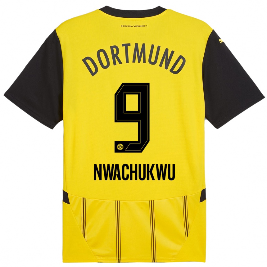 נשים כדורגל Isaak Nwachukwu #9 צהוב שחור ג'רזי ביתית 2024/25